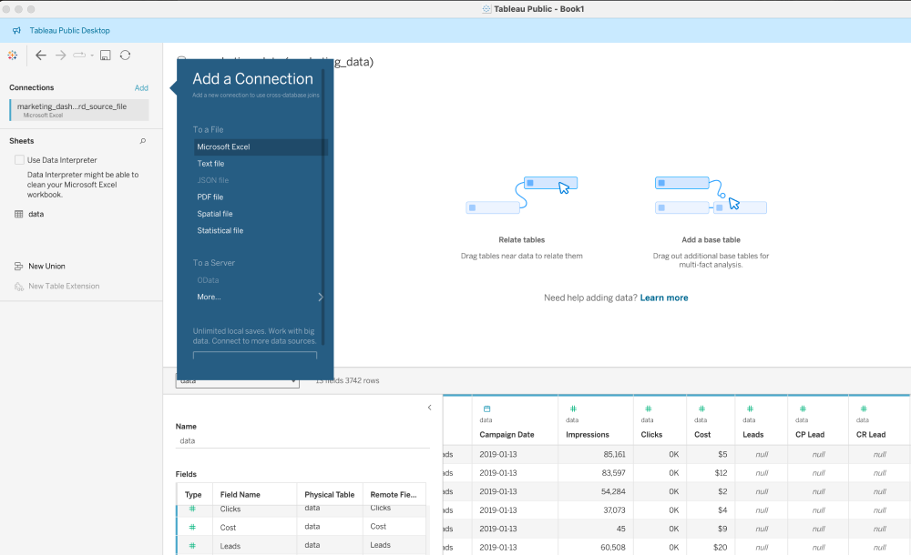 Creating Marketing Dashboard in Tableau